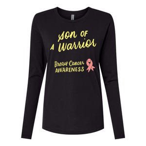 Son Of A Warrior Breast Cancer Awareness Pink Ribbon Funny Gift Womens Cotton Relaxed Long Sleeve T-Shirt