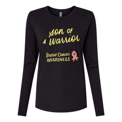 Son Of A Warrior Breast Cancer Awareness Pink Ribbon Funny Gift Womens Cotton Relaxed Long Sleeve T-Shirt