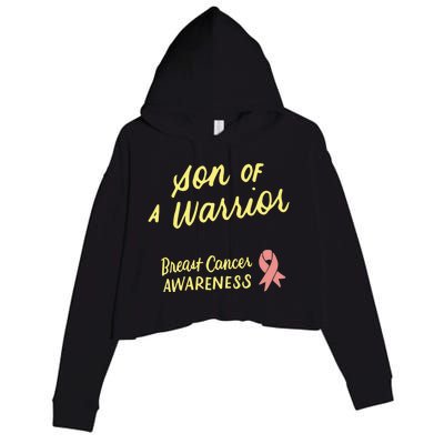 Son Of A Warrior Breast Cancer Awareness Pink Ribbon Funny Gift Crop Fleece Hoodie