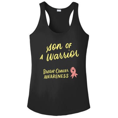 Son Of A Warrior Breast Cancer Awareness Pink Ribbon Funny Gift Ladies PosiCharge Competitor Racerback Tank