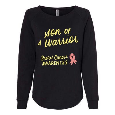 Son Of A Warrior Breast Cancer Awareness Pink Ribbon Funny Gift Womens California Wash Sweatshirt