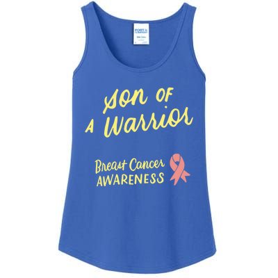 Son Of A Warrior Breast Cancer Awareness Pink Ribbon Funny Gift Ladies Essential Tank