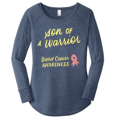 Son Of A Warrior Breast Cancer Awareness Pink Ribbon Funny Gift Women's Perfect Tri Tunic Long Sleeve Shirt