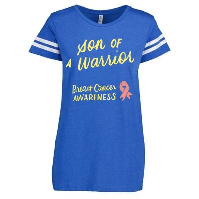 Son Of A Warrior Breast Cancer Awareness Pink Ribbon Funny Gift Enza Ladies Jersey Football T-Shirt