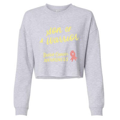 Son Of A Warrior Breast Cancer Awareness Pink Ribbon Funny Gift Cropped Pullover Crew