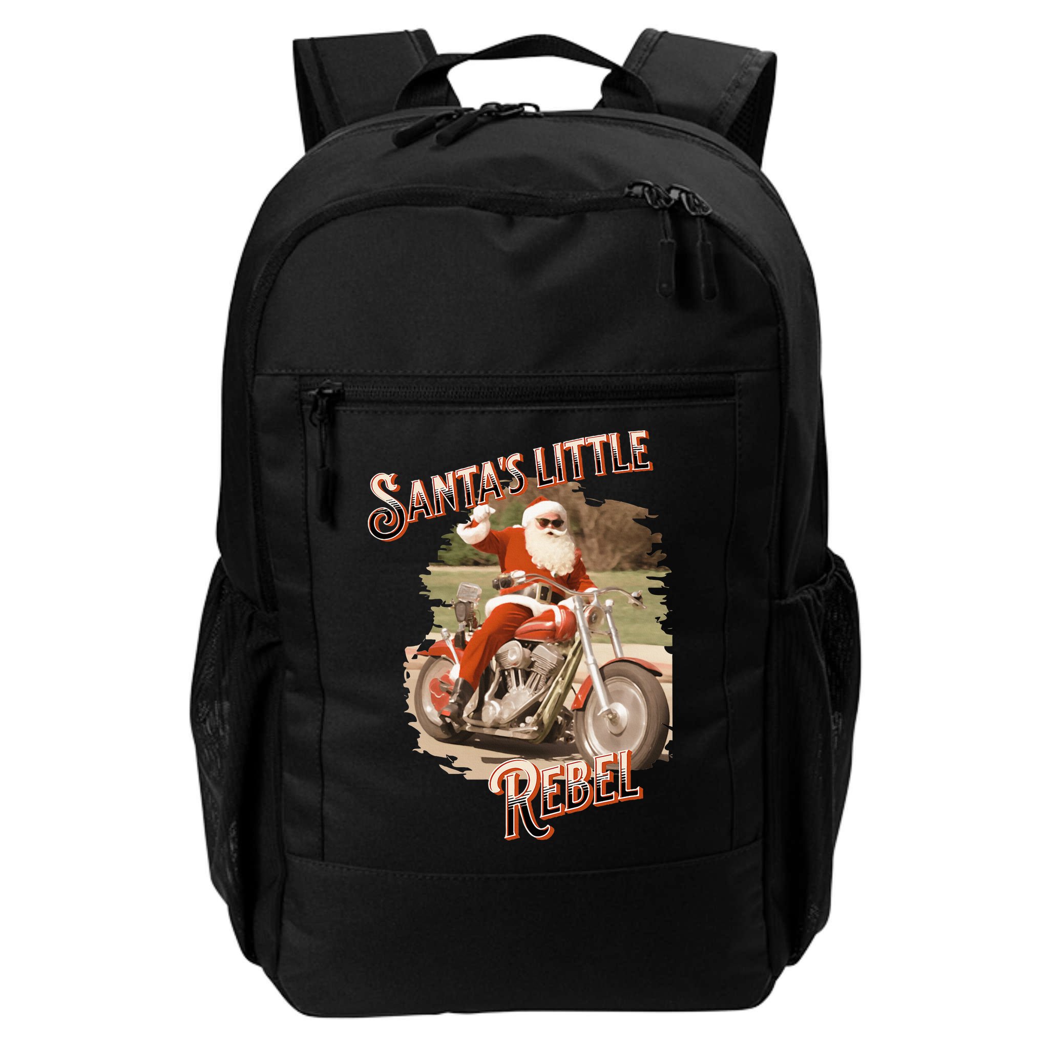 Santa on a Motorcycle Vintage Style Rebellious Christmas  Backpack
