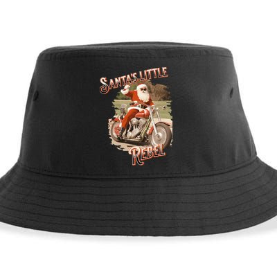Santa on a Motorcycle Vintage Style Rebellious Christmas  Sustainable Bucket Hat
