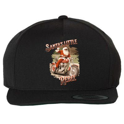 Santa on a Motorcycle Vintage Style Rebellious Christmas  Wool Snapback Cap