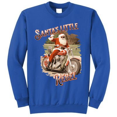 Santa on a Motorcycle Vintage Style Rebellious Christmas  Sweatshirt