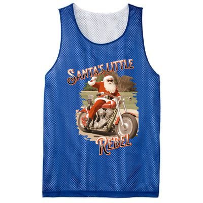 Santa on a Motorcycle Vintage Style Rebellious Christmas  Mesh Reversible Basketball Jersey Tank