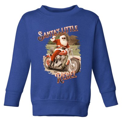 Santa on a Motorcycle Vintage Style Rebellious Christmas  Toddler Sweatshirt