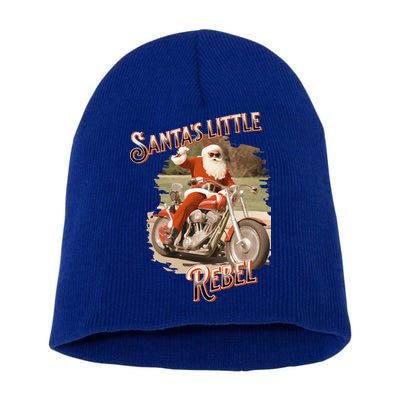 Santa on a Motorcycle Vintage Style Rebellious Christmas  Short Acrylic Beanie