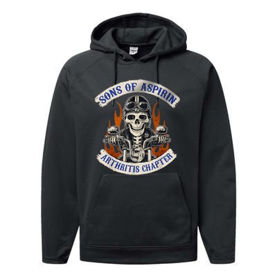 Sons Of Aspirin Arthritis Chapter Funny Biker Performance Fleece Hoodie