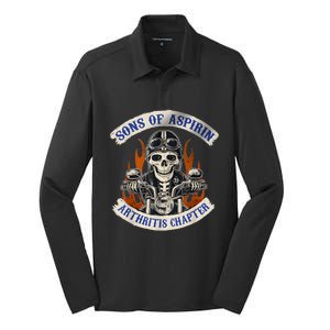 Sons Of Aspirin Arthritis Chapter Funny Biker Silk Touch Performance Long Sleeve Polo