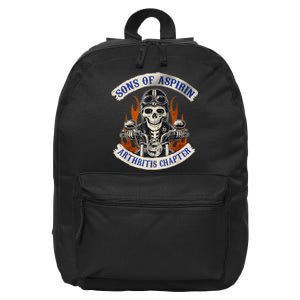 Sons Of Aspirin Arthritis Chapter Funny Biker 16 in Basic Backpack