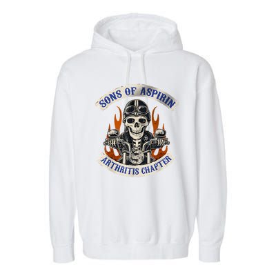 Sons Of Aspirin Arthritis Chapter Funny Biker Garment-Dyed Fleece Hoodie