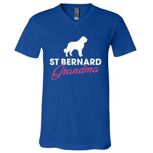 Silhouette Of A St Bernard Gift St Bernard Grandma Gift V-Neck T-Shirt