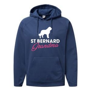 Silhouette Of A St Bernard Gift St Bernard Grandma Gift Performance Fleece Hoodie