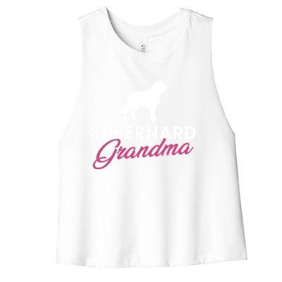 Silhouette Of A St Bernard Gift St Bernard Grandma Gift Women's Racerback Cropped Tank