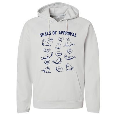 Seals Of Approval Funny Retro Performance Fleece Hoodie