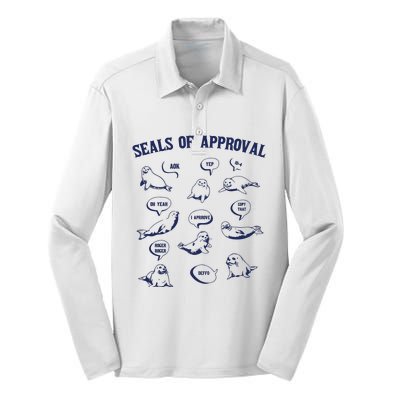 Seals Of Approval Funny Retro Silk Touch Performance Long Sleeve Polo