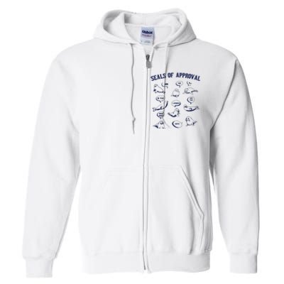 Seals Of Approval Funny Retro Full Zip Hoodie