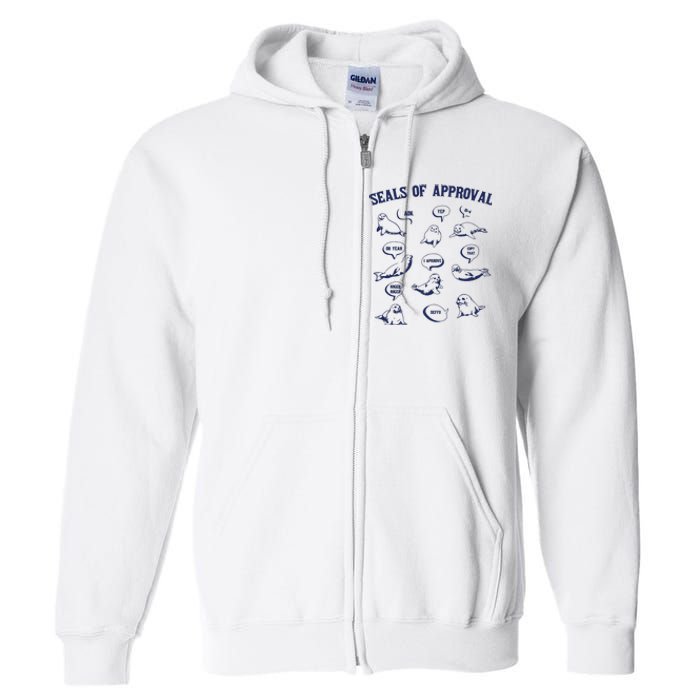 Seals Of Approval Funny Retro Full Zip Hoodie