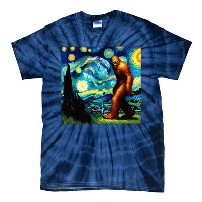 Sasquatch On A Starry Night – Squatch Van Gogh Funny Bigfoot Tie-Dye T-Shirt