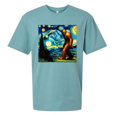 Sasquatch On A Starry Night – Squatch Van Gogh Funny Bigfoot Sueded Cloud Jersey T-Shirt