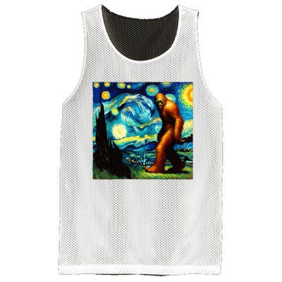 Sasquatch On A Starry Night – Squatch Van Gogh Funny Bigfoot Mesh Reversible Basketball Jersey Tank