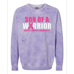 Son Of A Warrior Breast Cancer Awareness Colorblast Crewneck Sweatshirt