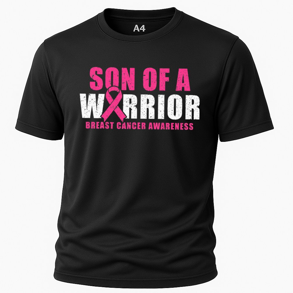 Son Of A Warrior Breast Cancer Awareness Cooling Performance Crew T-Shirt