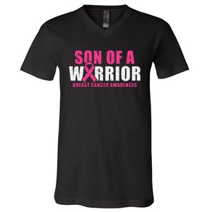 Son Of A Warrior Breast Cancer Awareness V-Neck T-Shirt