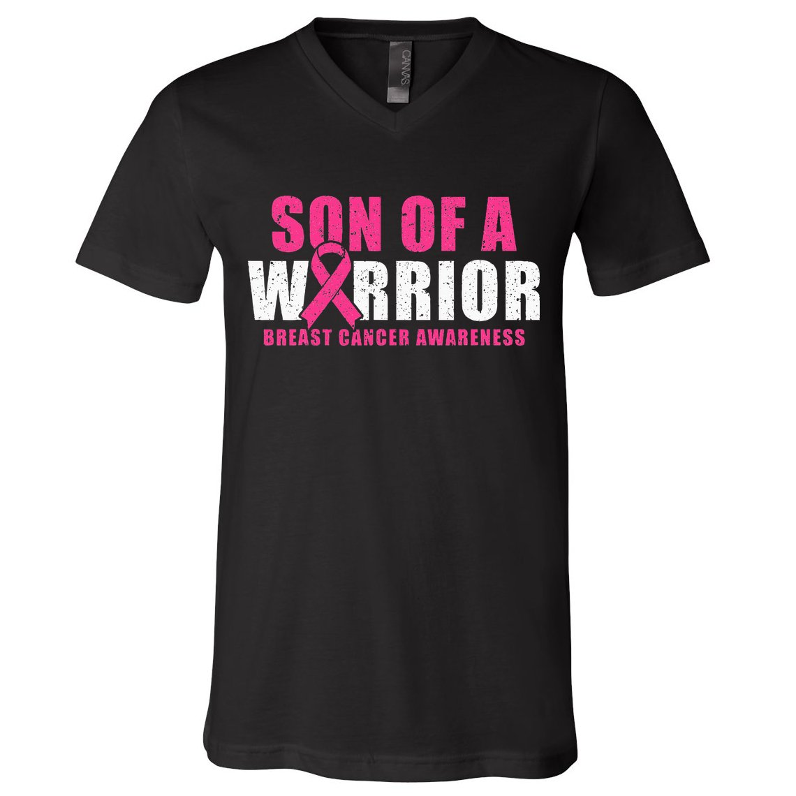 Son Of A Warrior Breast Cancer Awareness V-Neck T-Shirt