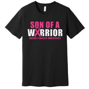 Son Of A Warrior Breast Cancer Awareness Premium T-Shirt