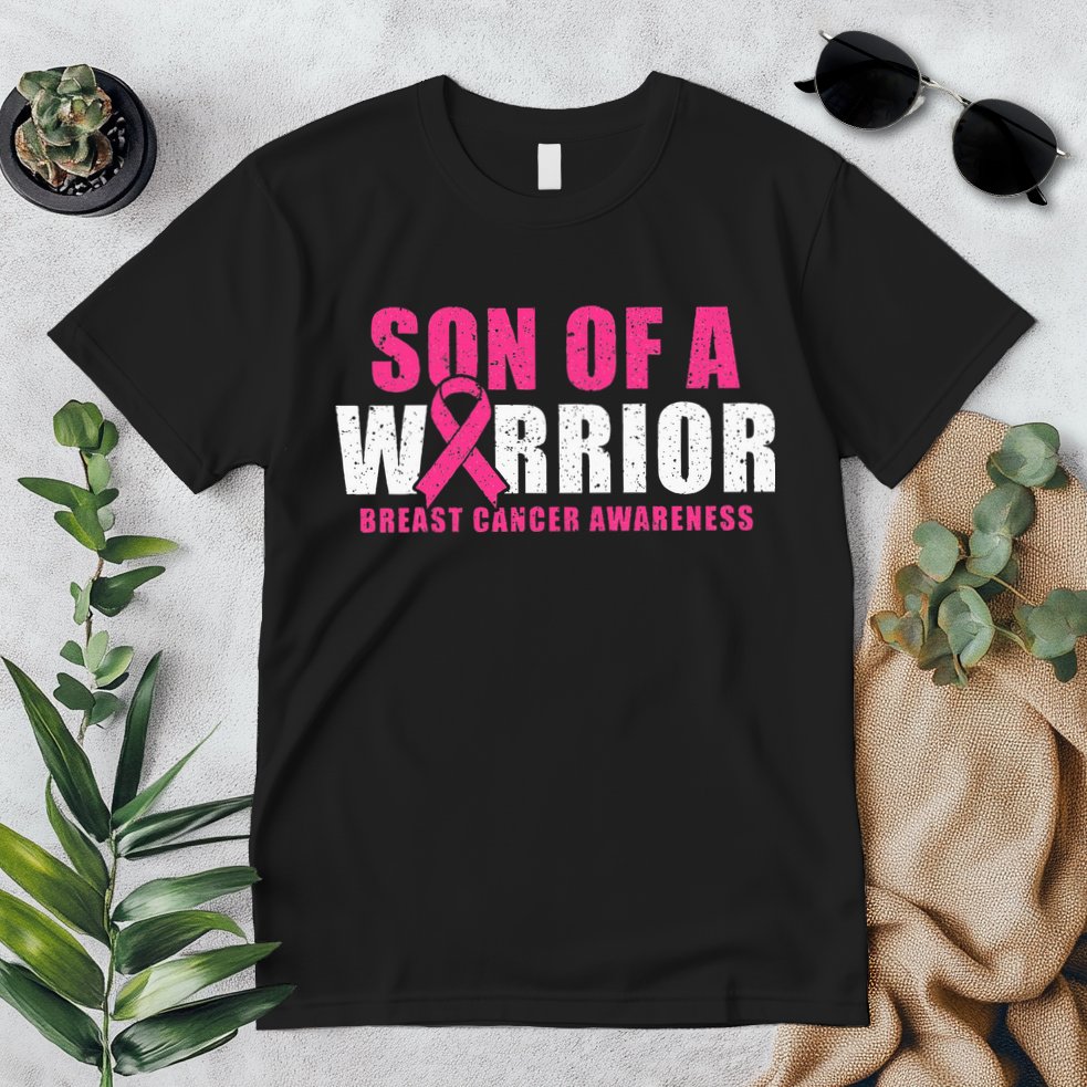 Son Of A Warrior Breast Cancer Awareness Premium T-Shirt