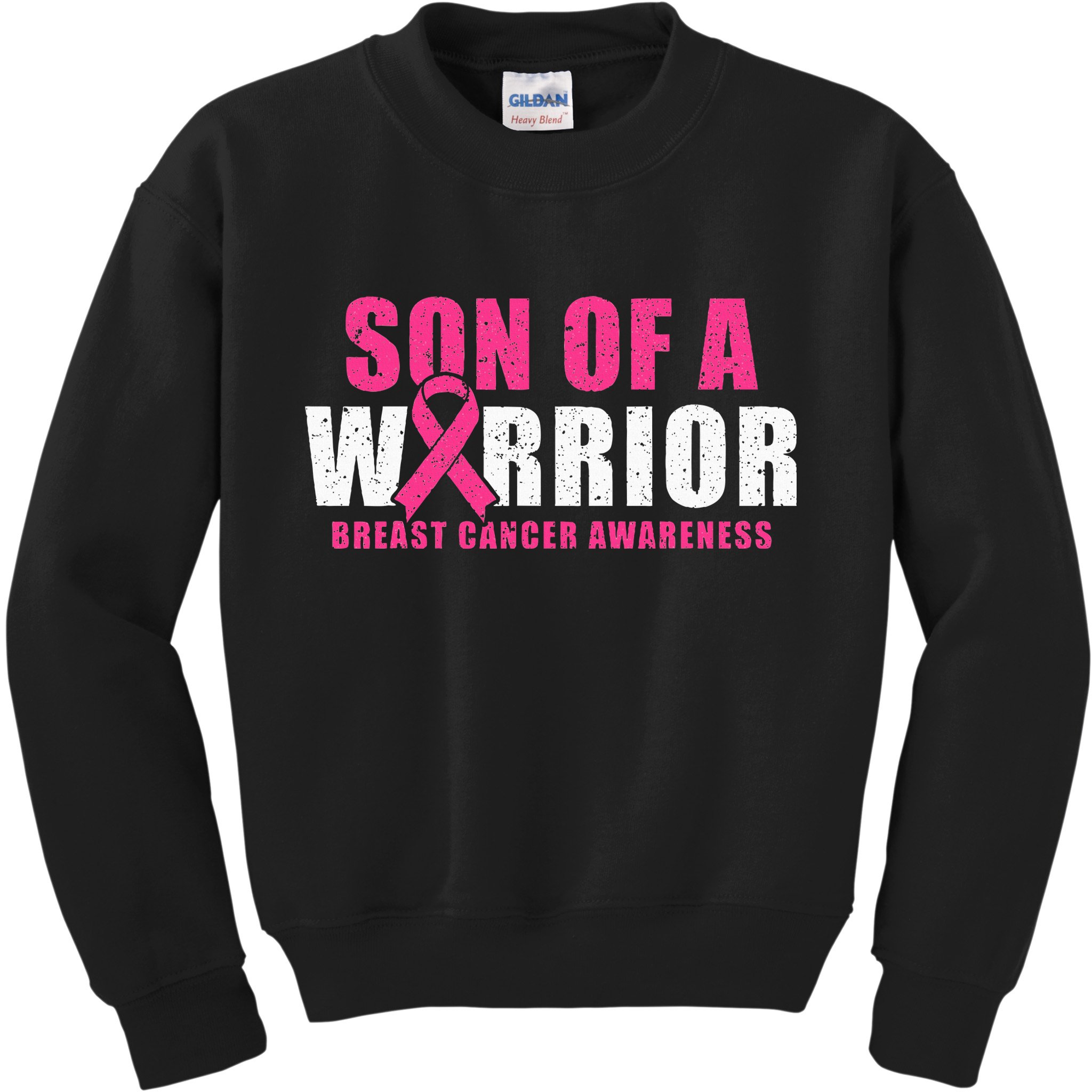 Son Of A Warrior Breast Cancer Awareness Kids Sweatshirt