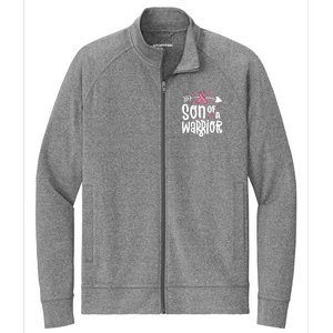 Son Of A Warrior Family Breast Cancer Gift Pink Ribbon Gift Stretch Full-Zip Cadet Jacket