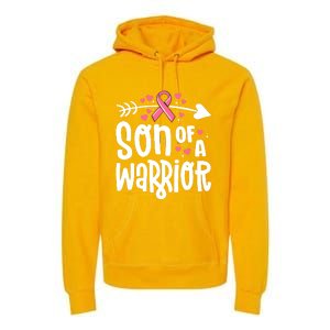 Son Of A Warrior Family Breast Cancer Gift Pink Ribbon Gift Premium Hoodie