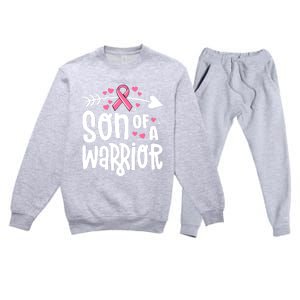 Son Of A Warrior Family Breast Cancer Gift Pink Ribbon Gift Premium Crewneck Sweatsuit Set