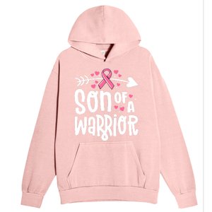 Son Of A Warrior Family Breast Cancer Gift Pink Ribbon Gift Urban Pullover Hoodie