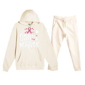 Son Of A Warrior Family Breast Cancer Gift Pink Ribbon Gift Premium Hooded Sweatsuit Set