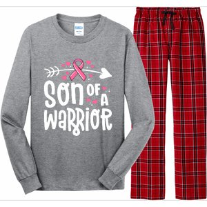 Son Of A Warrior Family Breast Cancer Gift Pink Ribbon Gift Long Sleeve Pajama Set