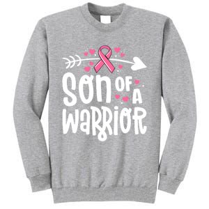 Son Of A Warrior Family Breast Cancer Gift Pink Ribbon Gift Tall Sweatshirt