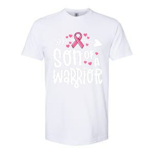 Son Of A Warrior Family Breast Cancer Gift Pink Ribbon Gift Softstyle CVC T-Shirt