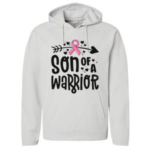 Son Of A Warrior Family Breast Cancer Gift Pink Ribbon Meaningful Gift Performance Fleece Hoodie