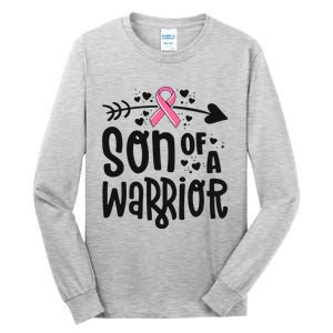 Son Of A Warrior Family Breast Cancer Gift Pink Ribbon Meaningful Gift Tall Long Sleeve T-Shirt