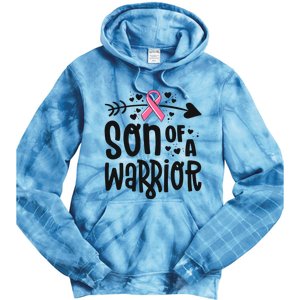 Son Of A Warrior Family Breast Cancer Gift Pink Ribbon Meaningful Gift Tie Dye Hoodie