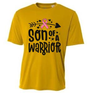 Son Of A Warrior Family Breast Cancer Gift Pink Ribbon Meaningful Gift Cooling Performance Crew T-Shirt