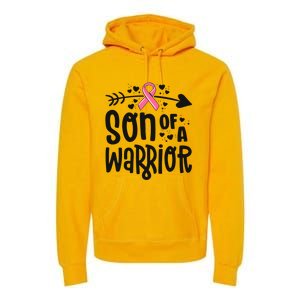 Son Of A Warrior Family Breast Cancer Gift Pink Ribbon Meaningful Gift Premium Hoodie